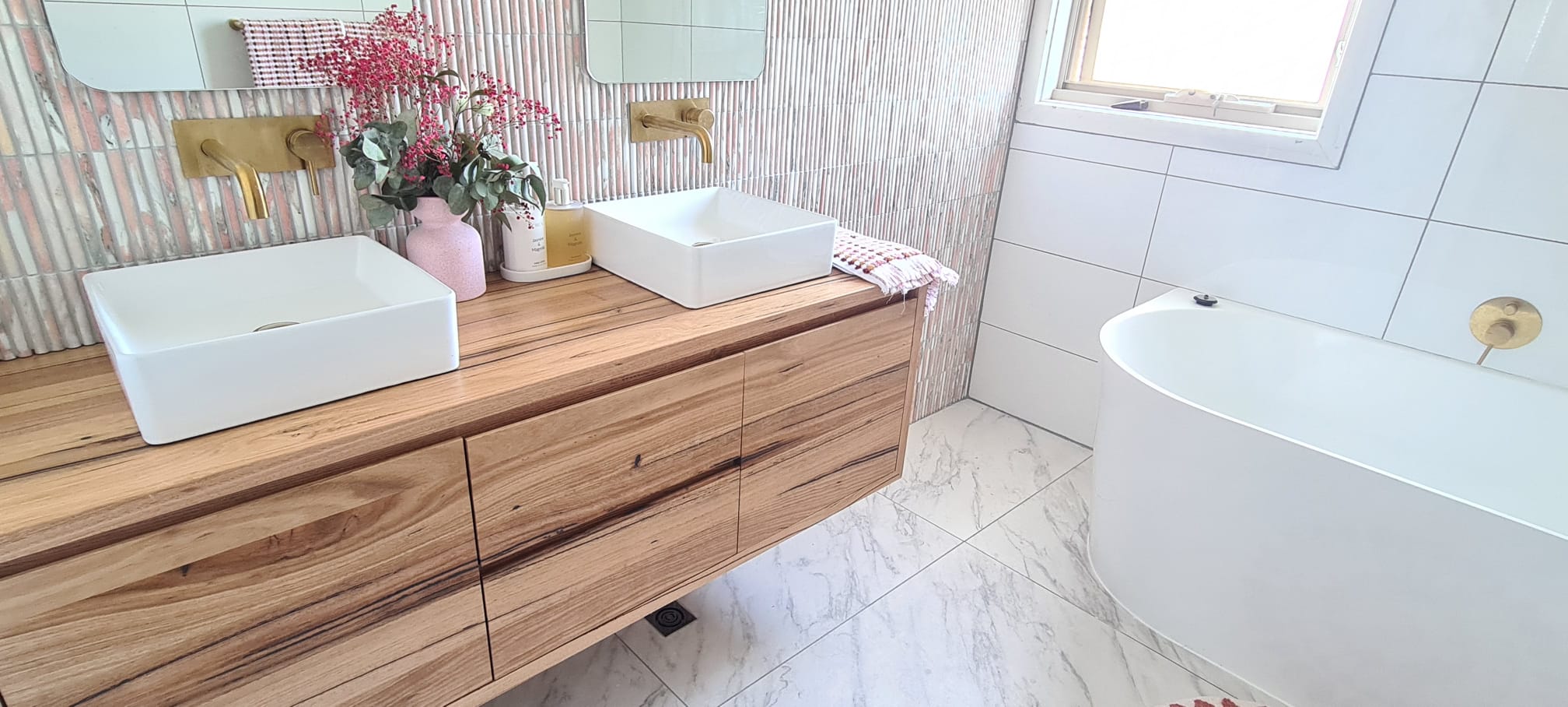 Anglesea 5 Floating Bathroom Vanity Solid Australian Messmate or